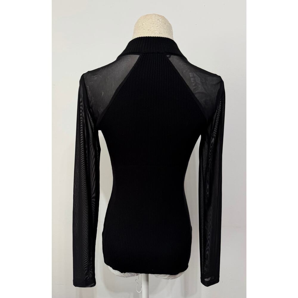 Almost Famous Women's Mesh Sheer Mock Neck Top sz M Grunge Whimsigoth Fairy - Picture 2 of 5